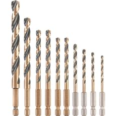 DeWalt 10 Piece Black and Gold Impact Hex HSS Drill Bit Set