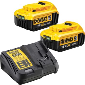 DeWalt 18v XR Cordless Twin Li-ion Battery and Charger Pack 4ah