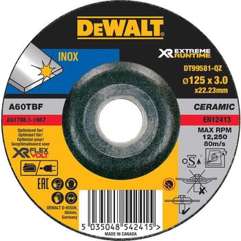 DeWalt Xtreme Runtime 125mm x 3mm Metal Grinding Disc