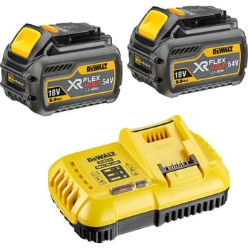 DeWalt 54v XR Cordless FLEXVOLT Twin Li-ion Battery and Fast Charger Pack 6ah