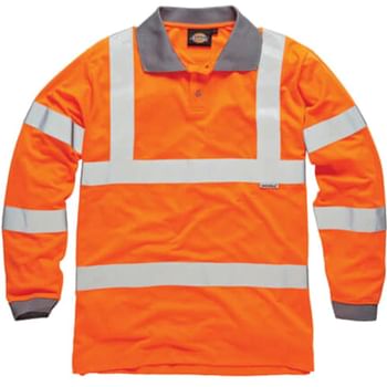 Dickies Mens Hi Vis GO/RT Long Sleeve Polo Shirt