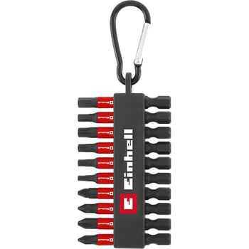 Einhell 10 Piece Impact Screwdriver Bit Set on Snap Hook Carabiner