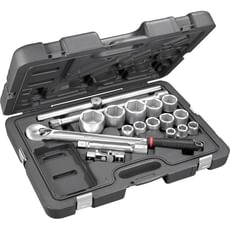 Facom 18 Piece 3/4" Drive Dust Proof Ratchet and Hex Socket Set Metric Facom 18 Piece 3/4" Drive Dust Proof Ratchet and Hex Socket Set Metric
