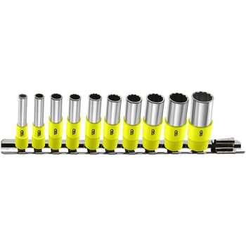Facom FLUO Series 11 Piece 1/4" Drive Deep Bi Hexagon Socket Set Imperial