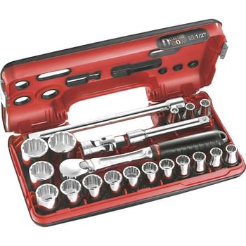 Facom 21 Piece 1/2" Drive Bi Hex Socket Set Metric in Detection Box