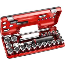 Facom 25 Piece 1/2" Drive Extendable Ratchet and Socket Set Metric in Detection Box Facom 25 Piece 1/2" Drive Extendable Ratchet and Socket Set Metric in Detection Box