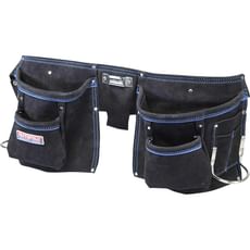 Faithfull Double Tool and Nail Pouch Leather Tool Belt