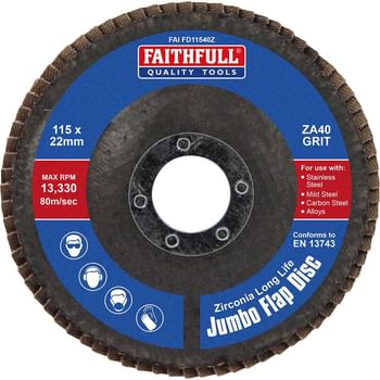 Faithfull Zirconia Abrasive Jumbo Flap Disc