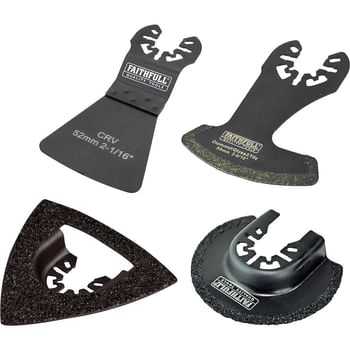 Faithfull 4 Piece OIS Oscillating Multi Tool Tile Cutting Blade Set