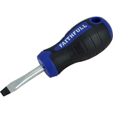 Faithfull Soft Grip Flared Slotted Tip Stubby Screwdriver