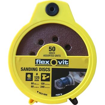 Flexovit 125mm Hook and Loop Sanding Disc Dispenser Pack