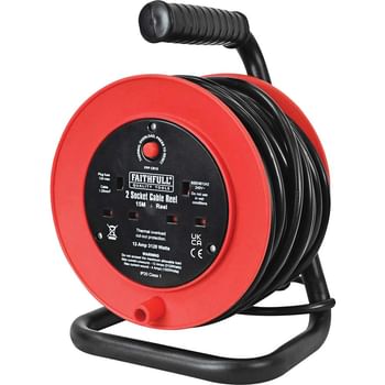 Faithfull 2 Socket Cable Extension Reel 240v