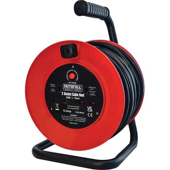 Faithfull 2 Socket Open Drum Cable Reel 240v