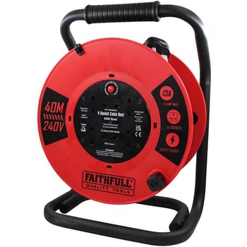 Faithfull Power Plus 13A 4 Socket Open Cable Reel 240v