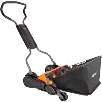 Fiskars Staysharp Max Reel Push Hand Cylinder Lawnmower with Grass Catcher