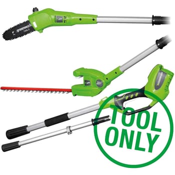 Greenworks G24PHT 24v Cordless Long Reach Hedge Trimmer and Tree Pruner Kit