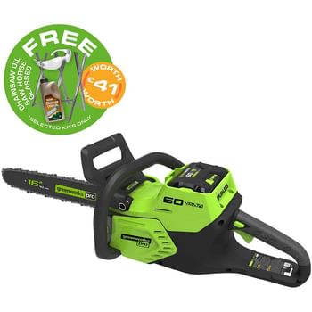 Greenworks GD60CS 60v Cordless Brushless Chainsaw 400mm