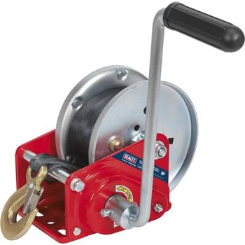 Sealey Hardened Steel Geared Hand Winch with Automatic Brake and Webbing