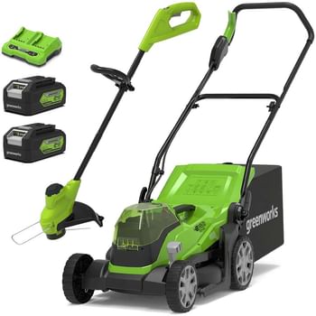 Greenworks 48v Cordless Rotary Lawnmower and Grass Trimmer 250mm