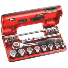 Facom 18 Piece 3/8" Drive Hex Socket Set Metric in Detection Box