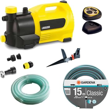 Karcher GP 50 MC Surface Water Pump with Garden Hose and Pulsating Sprinkler Kit