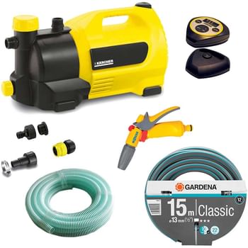 Karcher GP 50 MC Surface Water Pump with Garden Hose and Water Spray Gun Kit