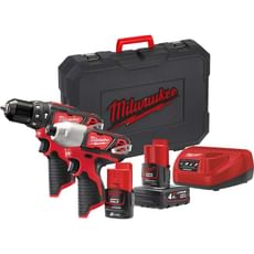 Milwaukee M12 BPP2B 12v Cordless Combi Drill and Impact Driver Kit Milwaukee M12 BPP2B 12v Cordless Combi Drill and Impact Driver Kit