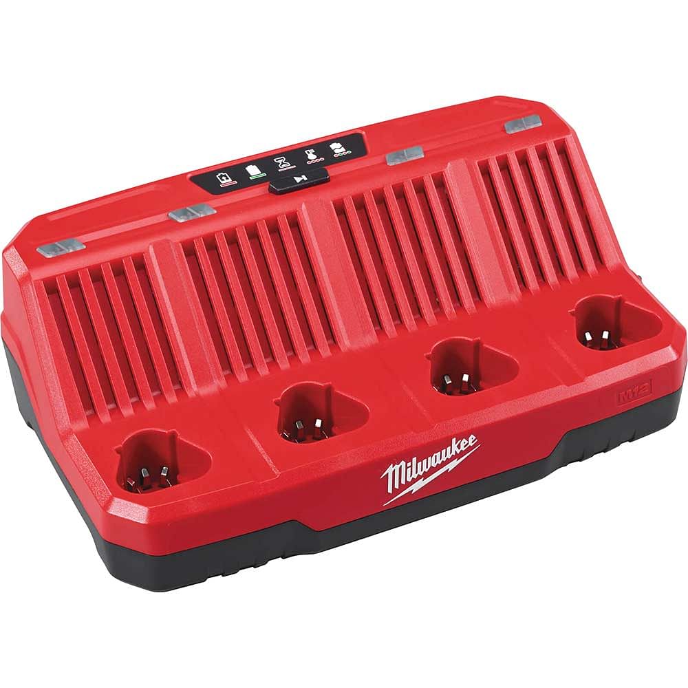 Milwaukee M12 C4 12v 4 Bay Multi Battery Charger Battery Chargers