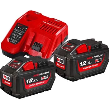 Milwaukee M18 HNRG 18v Cordless Battery Charger and Twin 12ah Batteries