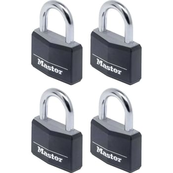 Masterlock Aluminium Vinyl Padlock Pack of 4 Keyed Alike