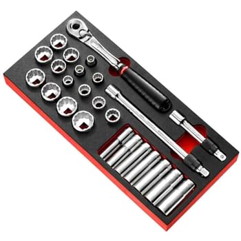 Facom 25 Piece 1/2" Drive Socket Set Imperial in Module Tray