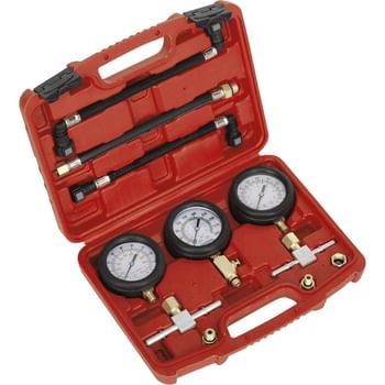 Sealey 3 Piece Motorcycle Compression and Fuel Pressure Gauge Set