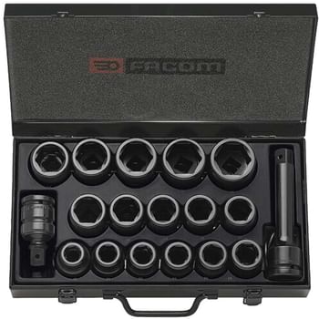 Facom 16 Piece 3/4" Drive Hexagon Impact Socket Set Metric