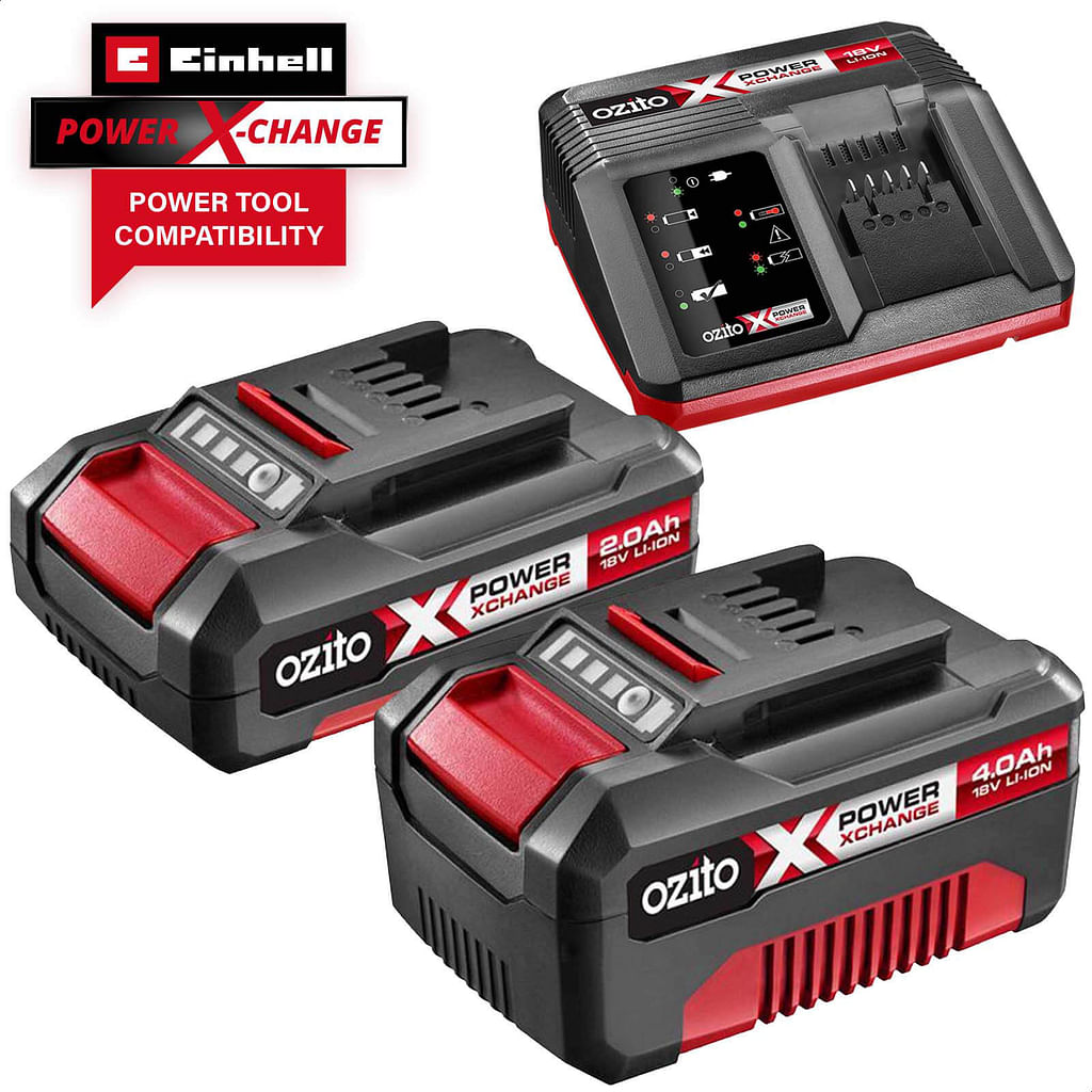 Ozito Genuine 18v Cordless Power X-Change Fast Battery Charger, Li-ion  Battery 2ah and Battery 4ah