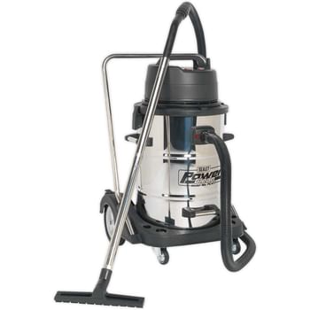 Sealey PC477 Twin Motor Wet and Dry Vacuum Cleaner with Trolley Cart 77L