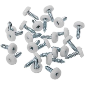 Sealey White Plastic Enclosed Head Number Plate Screws