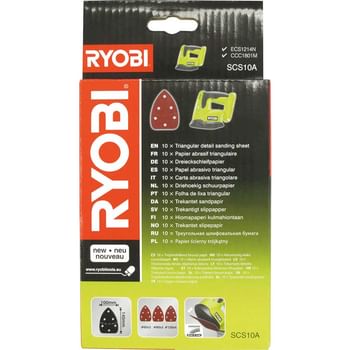 Ryobi SCS10A 10 Piece Corner Sander Sheet Set for R18PS and CCC1801M Ryobi SCS10A 10 Piece Corner Sander Sheet Set for R18PS and CCC1801M
