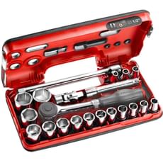 Facom 18 Piece 1/2" Drive Hex Socket Set Metric in Detection Case