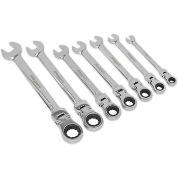Siegen 7 Piece Flexible Head Combination Ratchet Spanner Set Metric