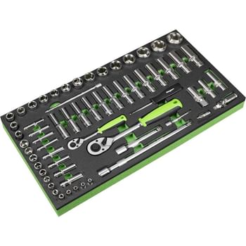 Siegen 62 Piece 1/4" and 1/2" Drive Socket Set in Module Tray