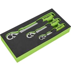 Siegen 3 Piece Combination Drive Extendable Ratchet Set in Module Tray