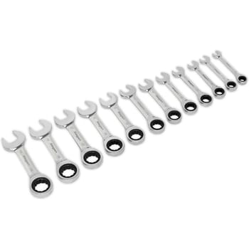 Siegen 12 Piece Stubby Ratchet Combination Spanner Set Metric
