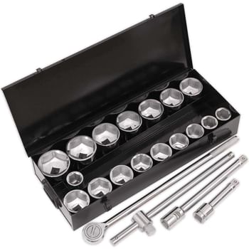 Siegen 21 Piece 1" Drive Hexagon WallDrive Socket Set Metric