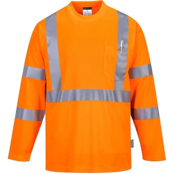 Portwest Long Sleeved Class 3 Hi Vis Pocket T Shirt