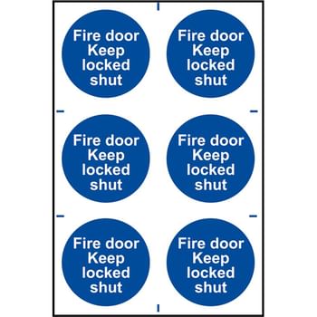 Scan Fire Door Keep Locked Shut Sign Pack of 6