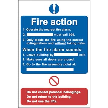 Scan Fire Action Procedure PVC Sign
