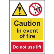 Scan Caution Event of Fire Do Not Use Lift PVC Sign