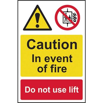 Scan Caution Event of Fire Do Not Use Lift PVC Sign