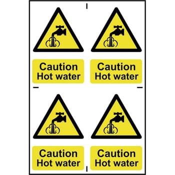 Scan Caution Hot Water Sign Pack of 4