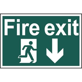 Scan Fire Exit Running Man Arrow Down Sign